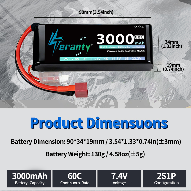 TERANTY 2S 3000mAh Lipo Batter - đánh giá và giá Drone Battery Connector