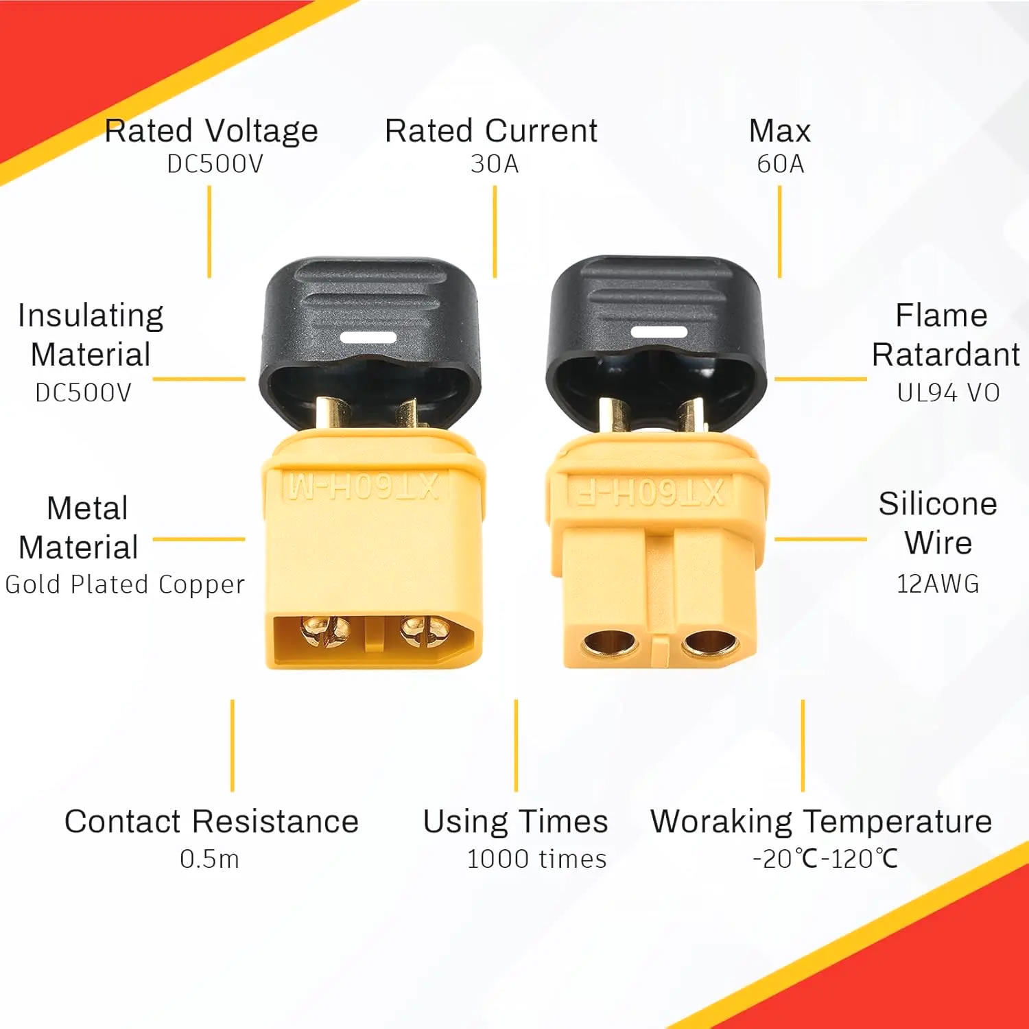 XT60 Connector Plug with Sheat - đánh giá và giá Drone Battery Connector