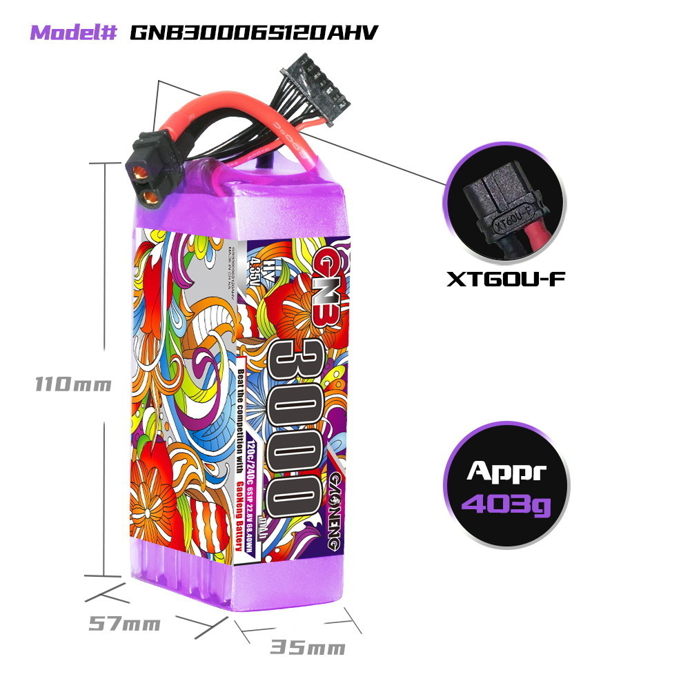 GNB Lipo Battery 6S 22.8V 3000 - đánh giá và giá Drone Battery Connector